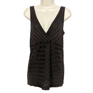Axcess Tank Top Brown V Neck Striped Medium